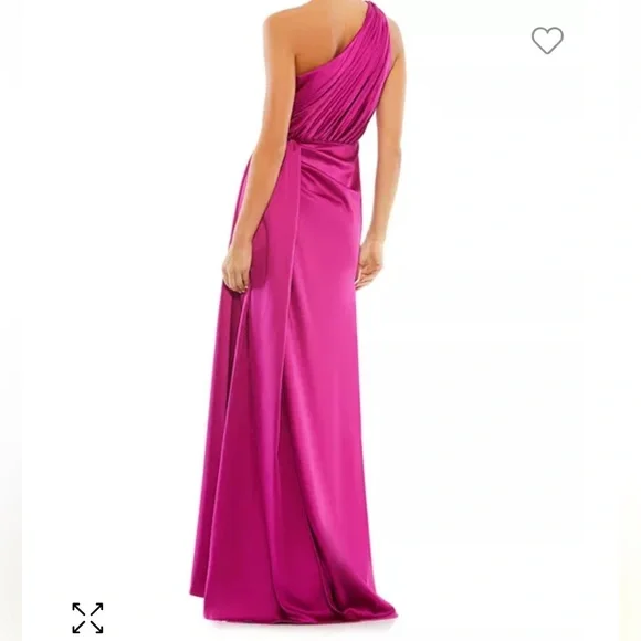 Mac Duggal Fuchsia One-Shoulder Maxi Dress - Picture 3 of 8